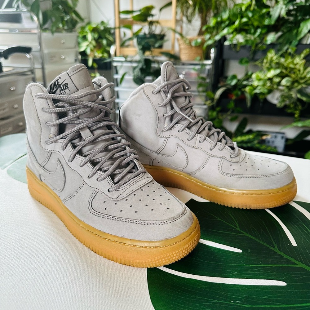 Nike Air Force Ones- Grey Suede, gum sole